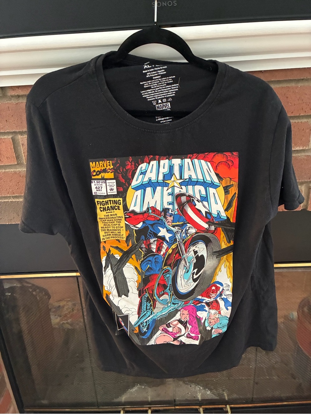 Marvel Captain America Comic Cover Graphic Tee - Black XL